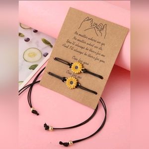 2pcs/set Flower Decor Adjustable String Bracelet NWT